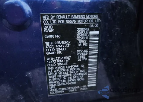 2020 Nissan Rogue S from USA, damaged, VIN KNMAT2MT4LP543195